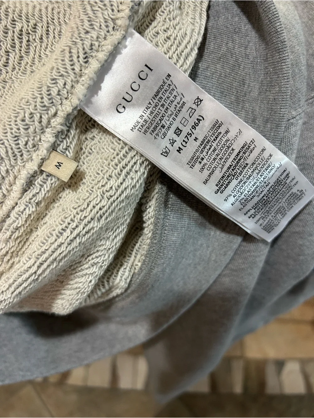 Men's Gucci embroidered interlocking G jersey cotton hoodie size medium
